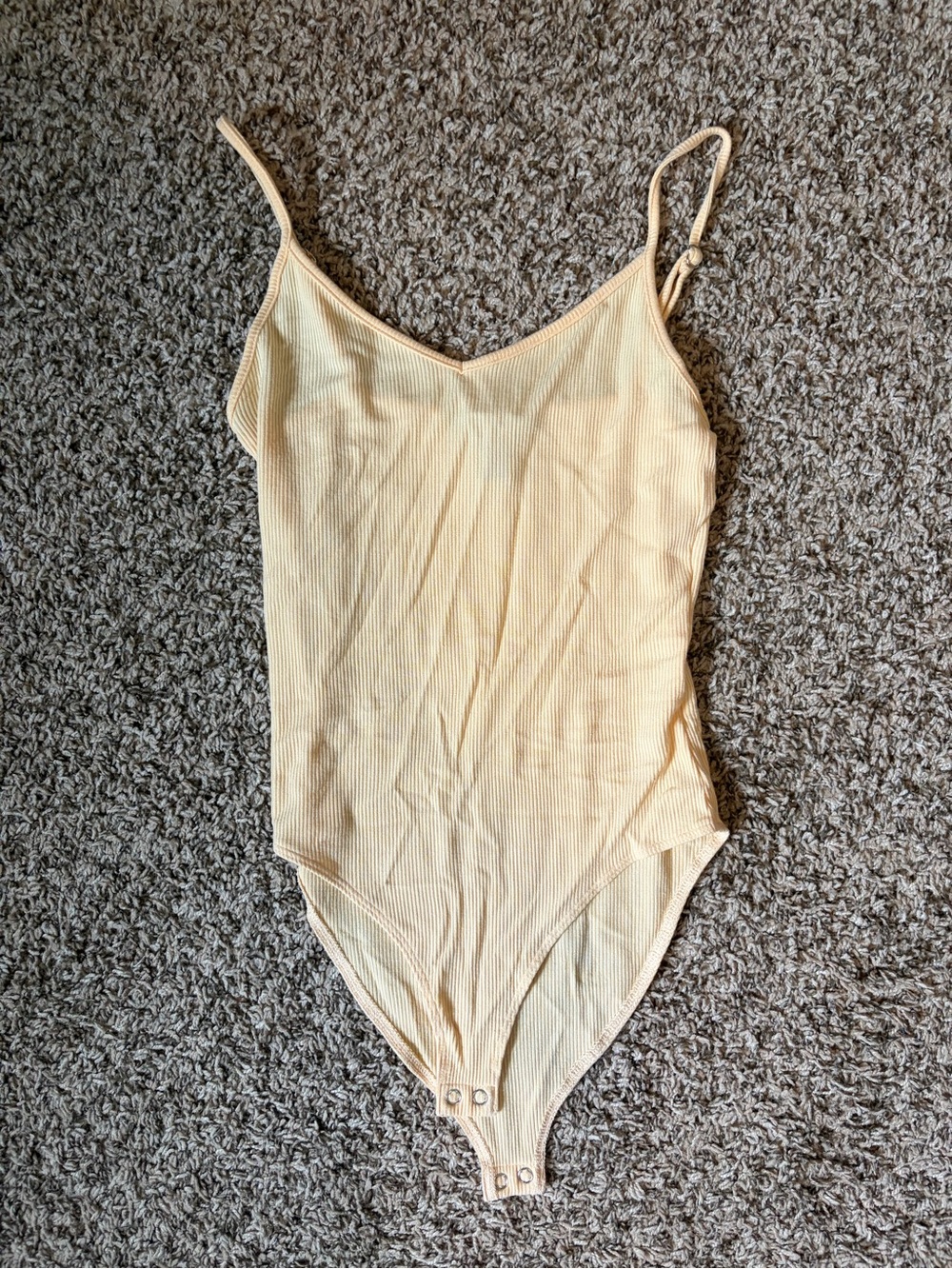 Forever 21 Ribbed Pale Yellow Bodysuit